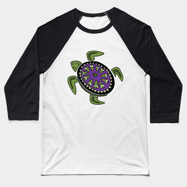 Sea Turtle Abstraction Baseball T-Shirt by shipwrecked2020